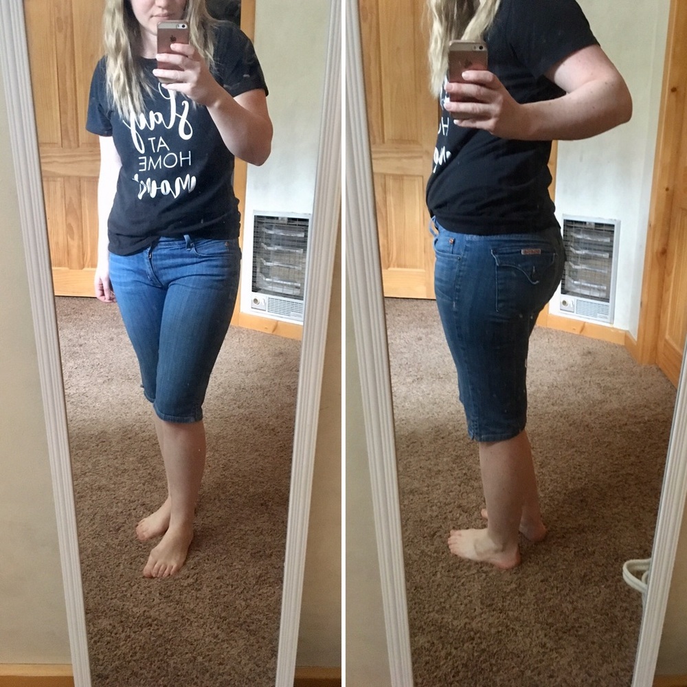 Denim midi shorts